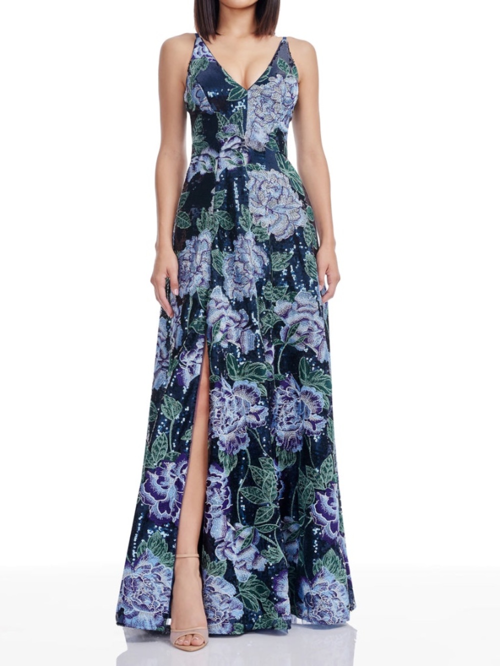 Dress The Population -‎ Alyssa Embroidered Sequin Midi Dress